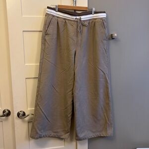Lou & Grey XL tan khaki wide leg sweatpants with pockets